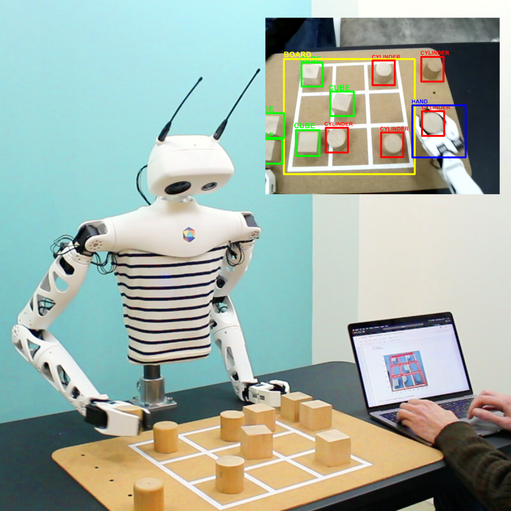 Reachy development robotic platform with artificial intelligence to play tic tac toe